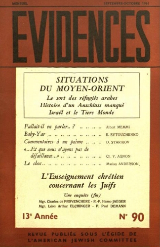 Evidences. N° 90 (Septembre/Octobre 1961)